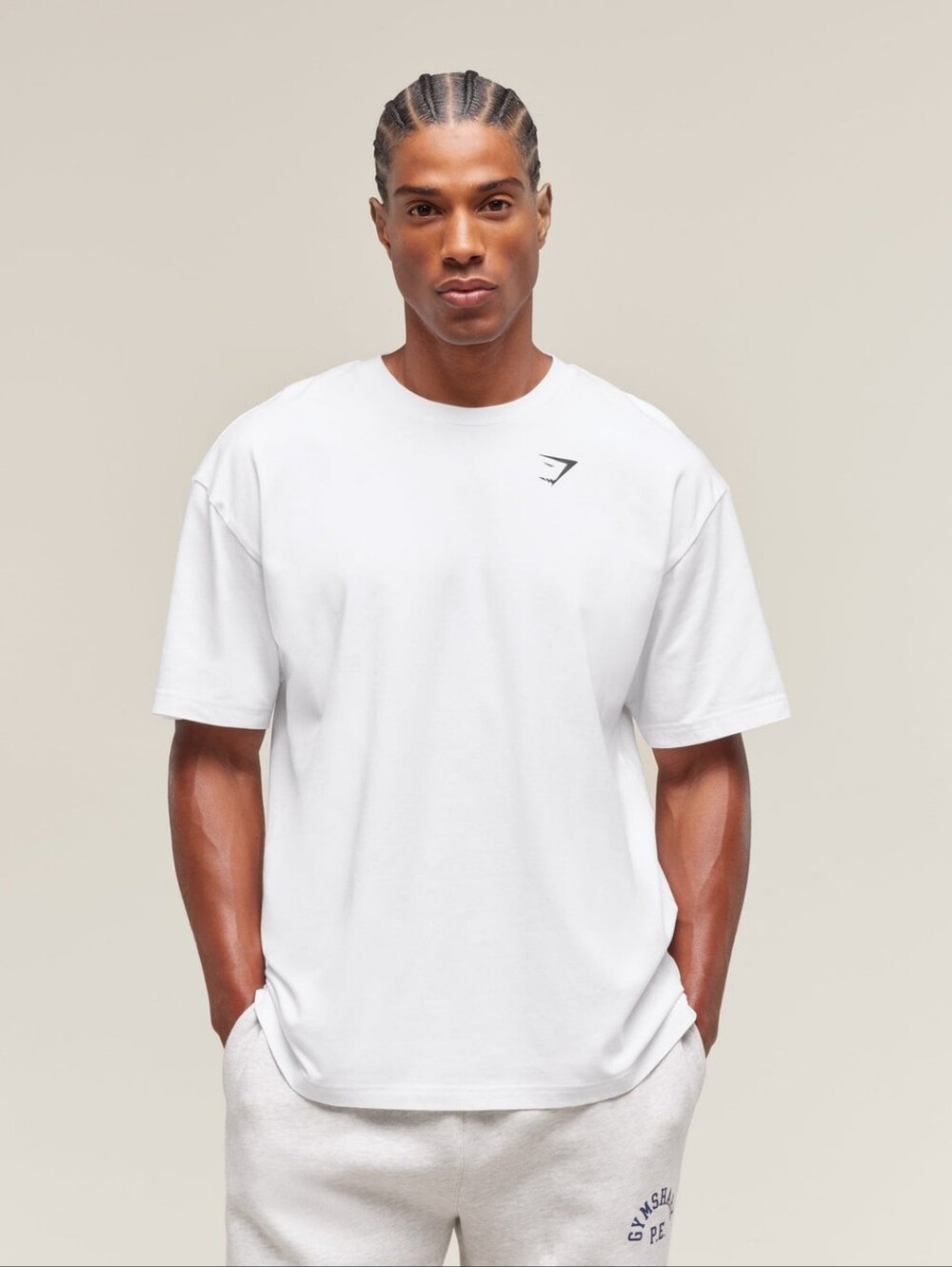 🆕️ Gymshark Essential Short Sleeve T-Shirt White Oversized Sz Large Streetwear